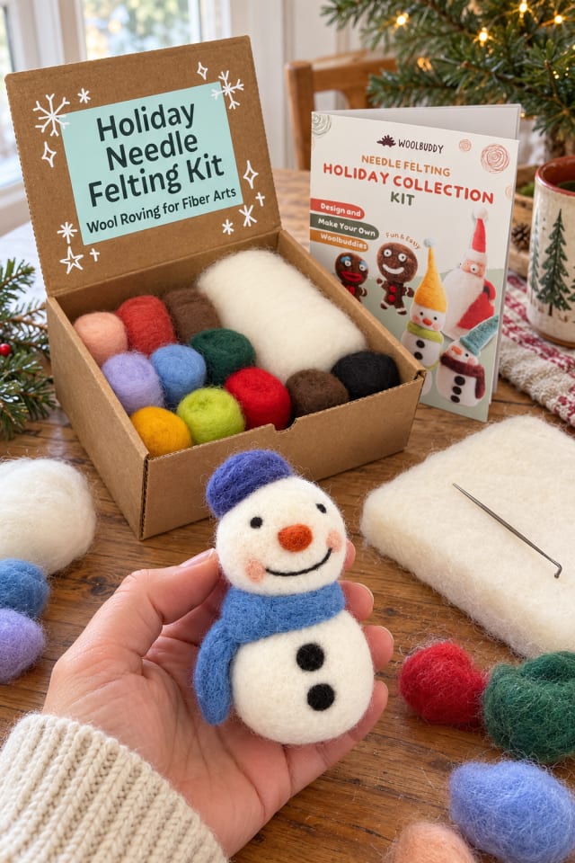 Needle-Felted Christmas Craft | Felt Ornament Kit for a Festive Craft Table maker-lifestyle pin