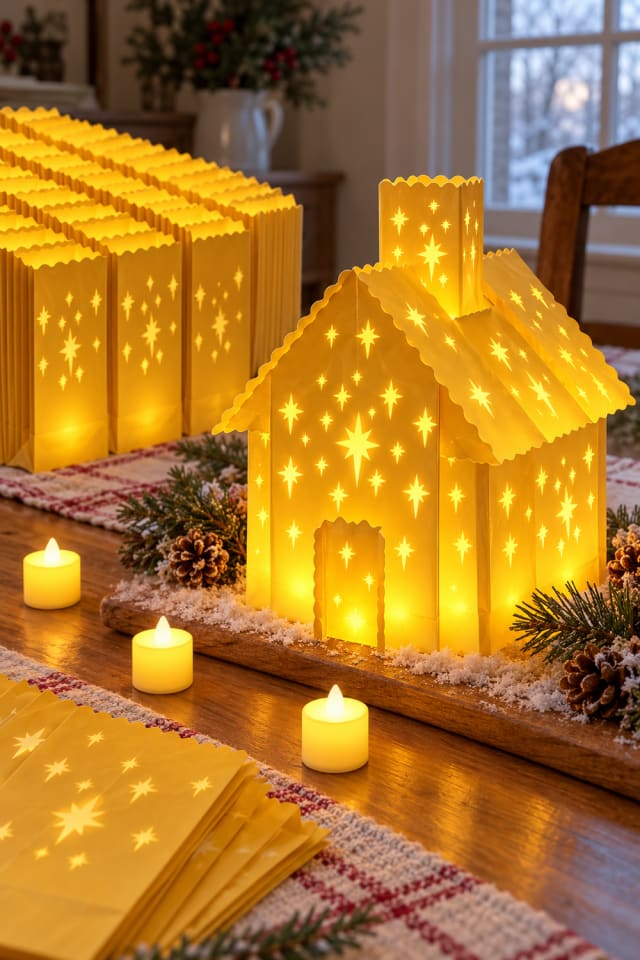 Light-Up Paper Christmas House | Paper Luminary Bag for Handmade Holiday Decor maker-lifestyle pin