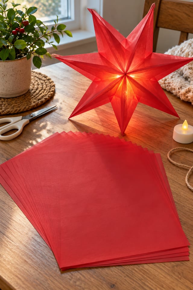 Light-Up Christmas Star | Red Paper Craft Vellum for Christmas Craft Night maker-lifestyle pin