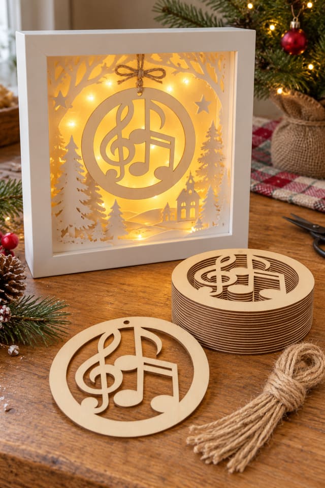 Layered Holiday Shadow Box | Wood Shadow Box Craft Supply for a Festive Craft Table maker-lifestyle pin
