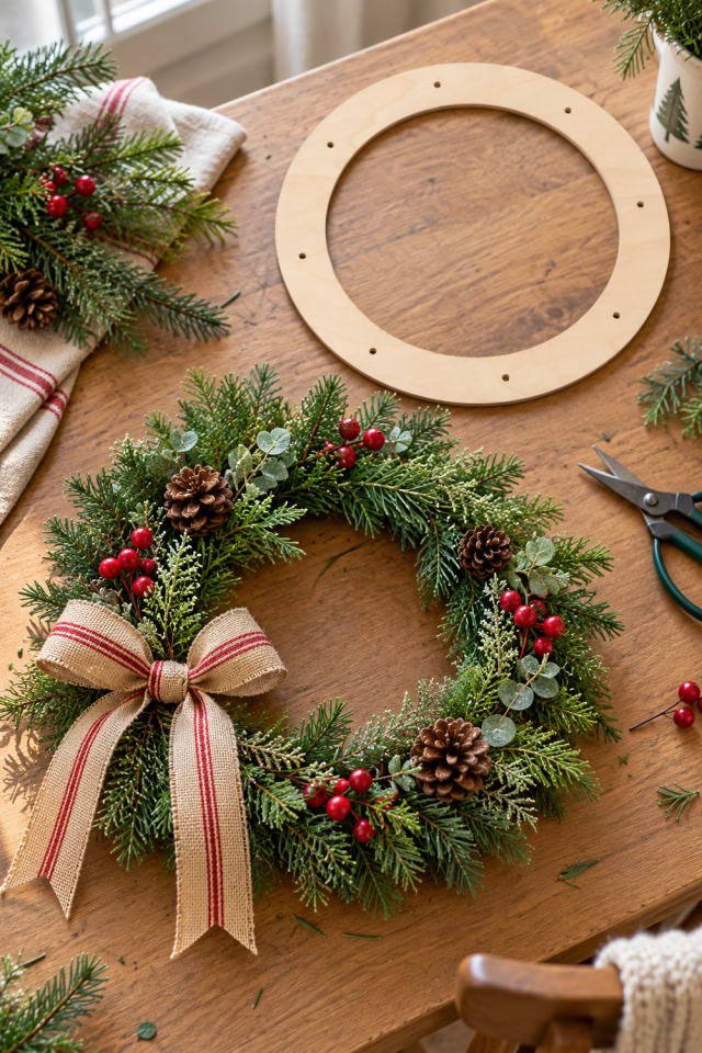 Handmade Evergreen Wreath | Wooden Wreath Form for Cozy Seasonal Making maker-lifestyle pin