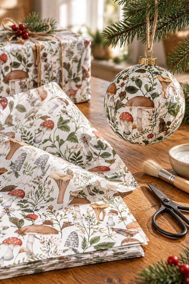 Decoupage Bauble DIY | Red Decoupage Paper for Cozy Seasonal Making maker-lifestyle pin