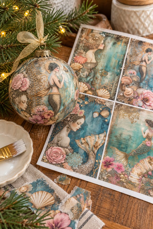 Christmas Decoupage Ornament | Decoupage Paper for Tree and Gift Accents maker-lifestyle pin