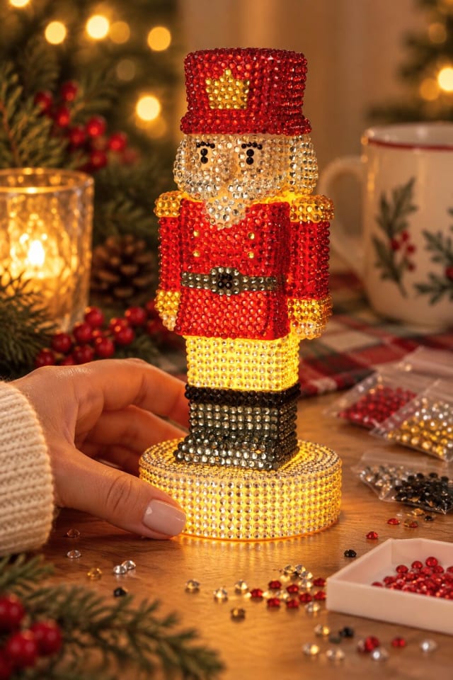 LED Light-Up 3D Nutcracker Diamond Art Kit for a Handmade Christmas Project maker-lifestyle pin