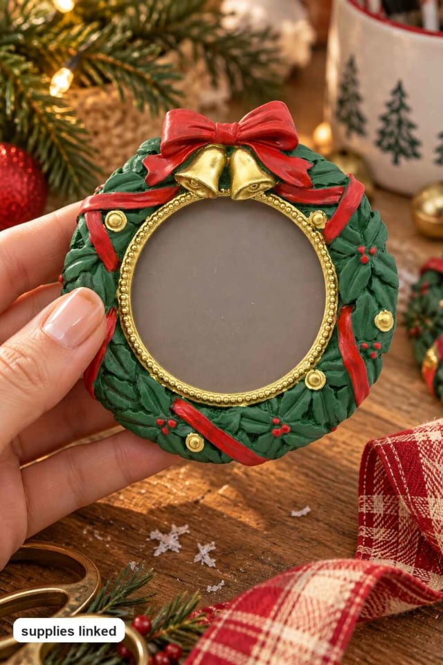 3" x 3" Christmas Wreath Mini Frame maker-lifestyle pin