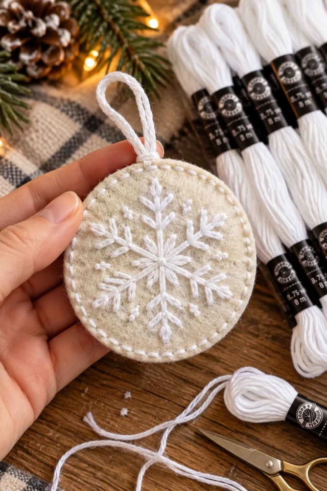 White Embroidery Floss Pack for a Handmade Christmas Project maker-lifestyle pin