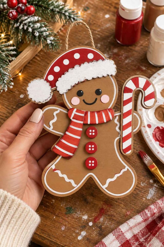 6" Gingerbread Cookie DIY Wood Plaque Dcor Kit for a Handmade Christmas Project maker-lifestyle pin