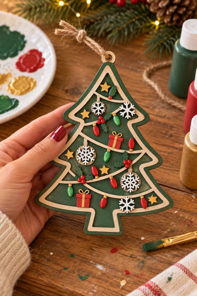 6" Christmas Tree DIY Wood Plaque Dcor Kit maker-lifestyle pin