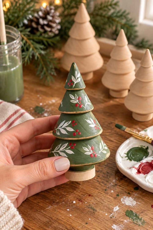 Mixed Turning DIY Wood Christmas Tree Figures, 5ct. maker-lifestyle pin