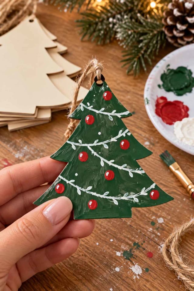 50 Pack 3.25" DIY Plywood Christmas Tree Ornaments maker-lifestyle pin
