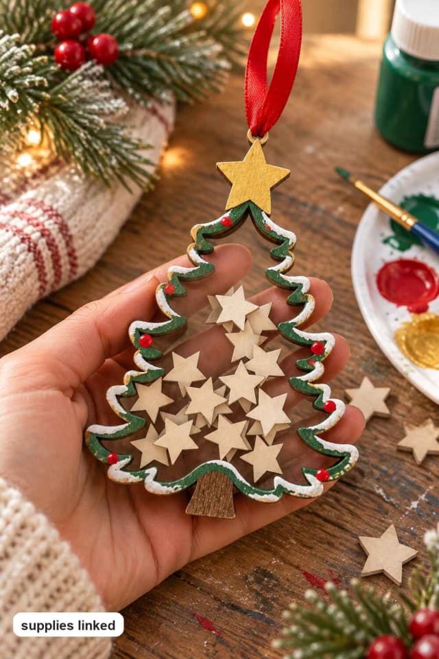 5.5" DIY Plywood Christmas Tree Shaker Ornament maker-lifestyle pin