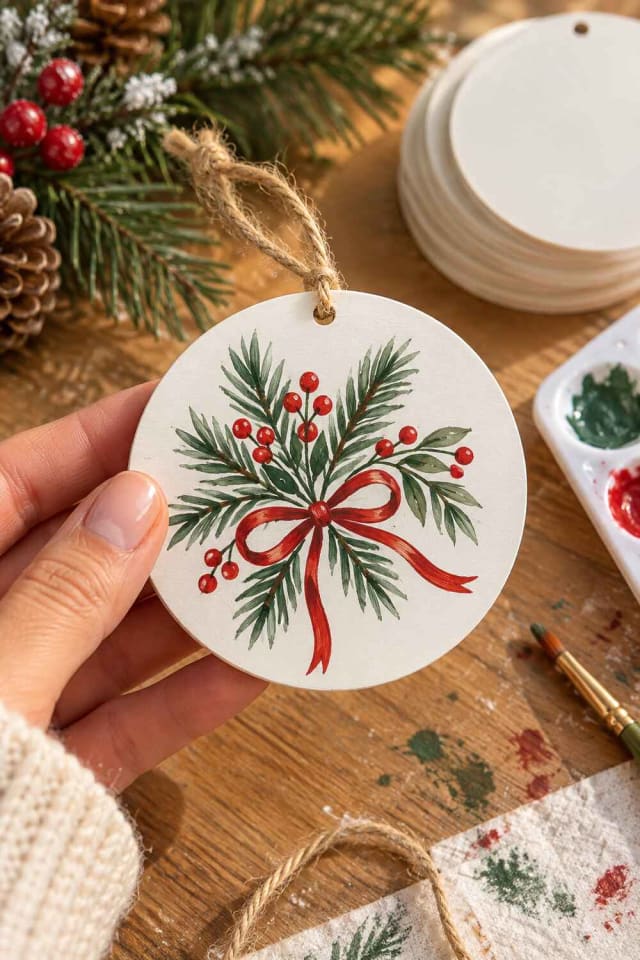 12 Pack 2.75" Whitewashed DIY Round Plywood Ornaments for a Handmade Christmas Project maker-lifestyle pin