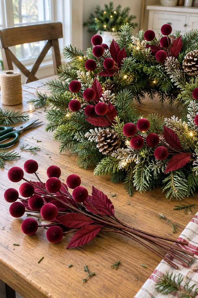 Handmade Christmas Wreath | Holiday Floral Picks for Handmade Holiday Decor maker-lifestyle pin
