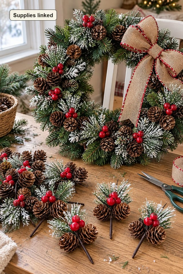Handmade Christmas Wreath | Holiday Floral Picks for a Holiday Project Basket maker-lifestyle pin