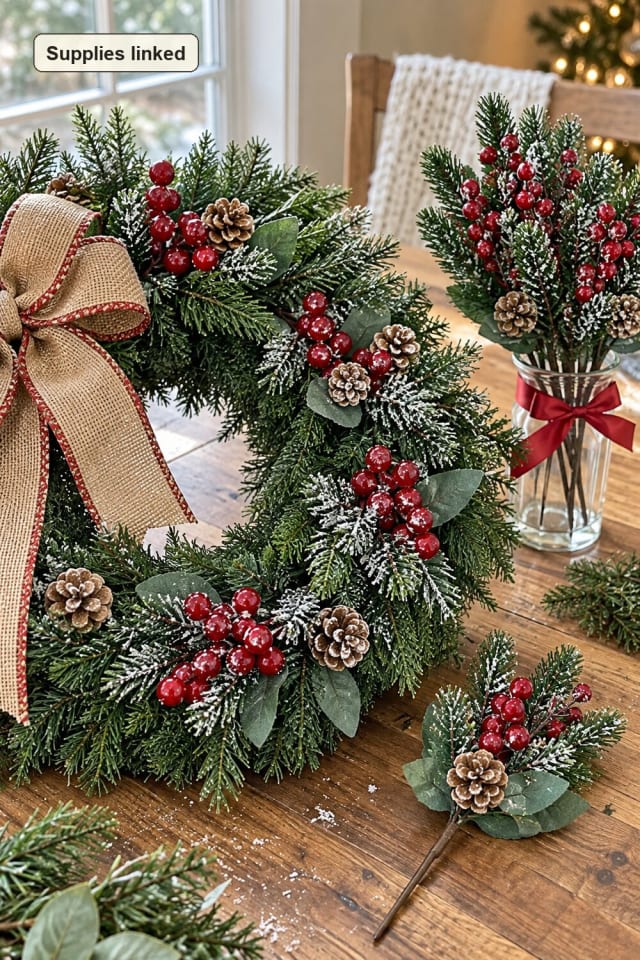 Handmade Christmas Wreath | Holiday Floral Picks for a Cozy Christmas Craft Night maker-lifestyle pin