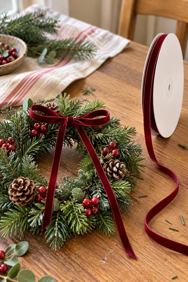Ribbon Christmas Wreath | Wreath Ribbon for Handmade Holiday Decor maker-lifestyle pin