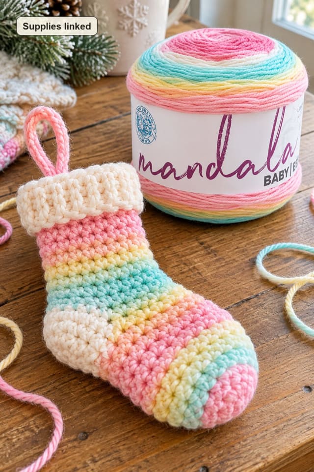 Crochet Stocking Ornament | Crochet Yarn maker-lifestyle pin