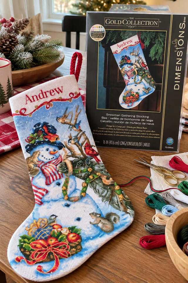 Hand Stitched Christmas Stocking | Counted Stitch Stocking Kit maker-lifestyle pin