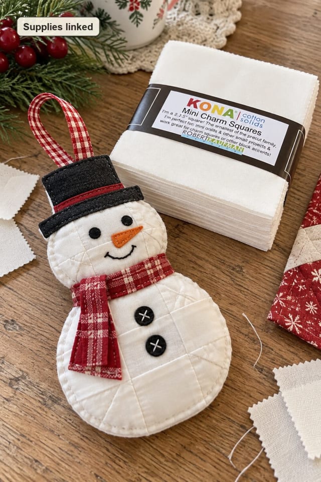 Quilted Snowman Ornament | Quilting Fabric maker-lifestyle pin
