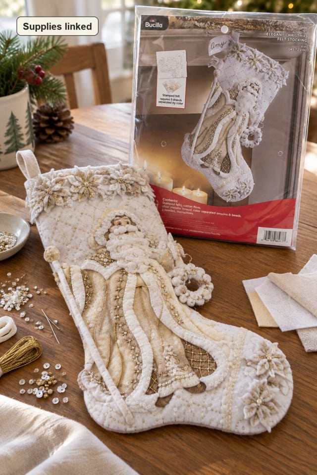 Hand Stitched Christmas Decoration | Felt Applique Kit maker-lifestyle pin