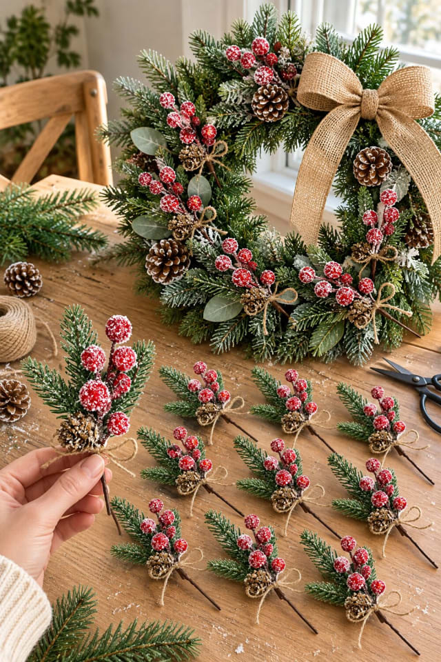 Handmade Christmas Wreath | Holiday Floral Picks for Christmas Crafting at Home maker-lifestyle pin