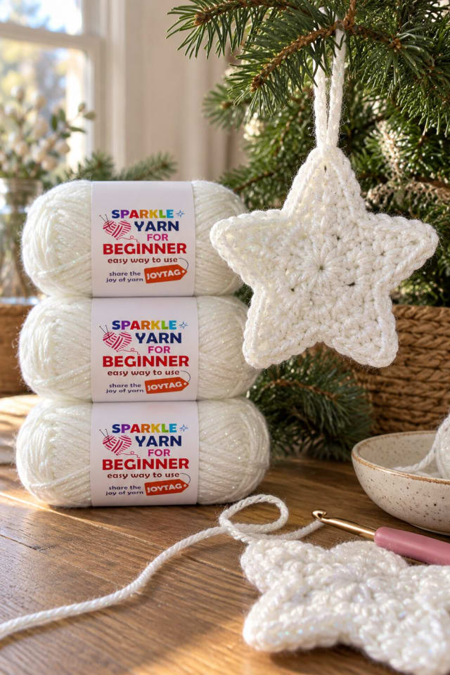 Crochet Star Ornament | White Crochet Yarn maker-lifestyle pin