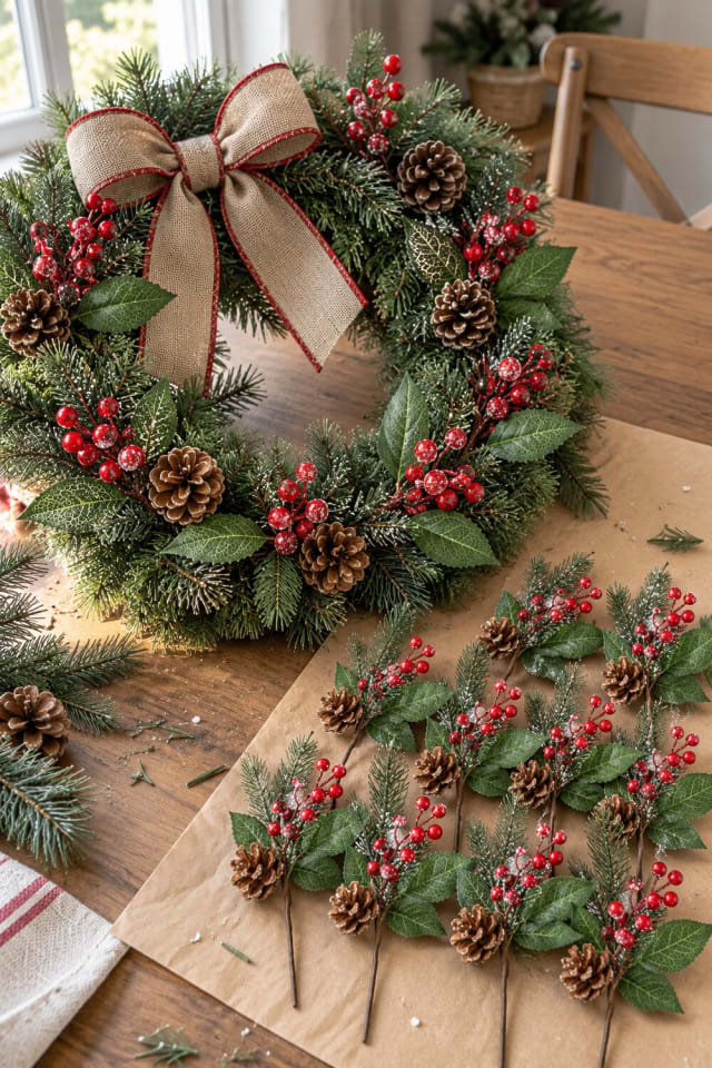 Handmade Christmas Wreath | Holiday Floral Picks for a Festive Maker Table maker-lifestyle pin