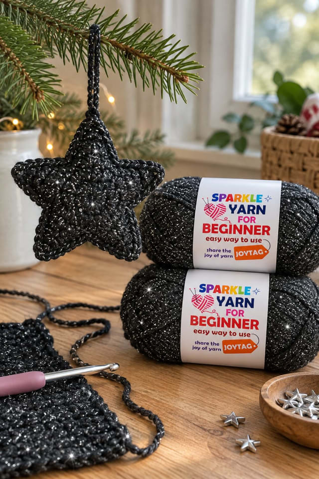 Crochet Star Ornament | Black Crochet Yarn maker-lifestyle pin