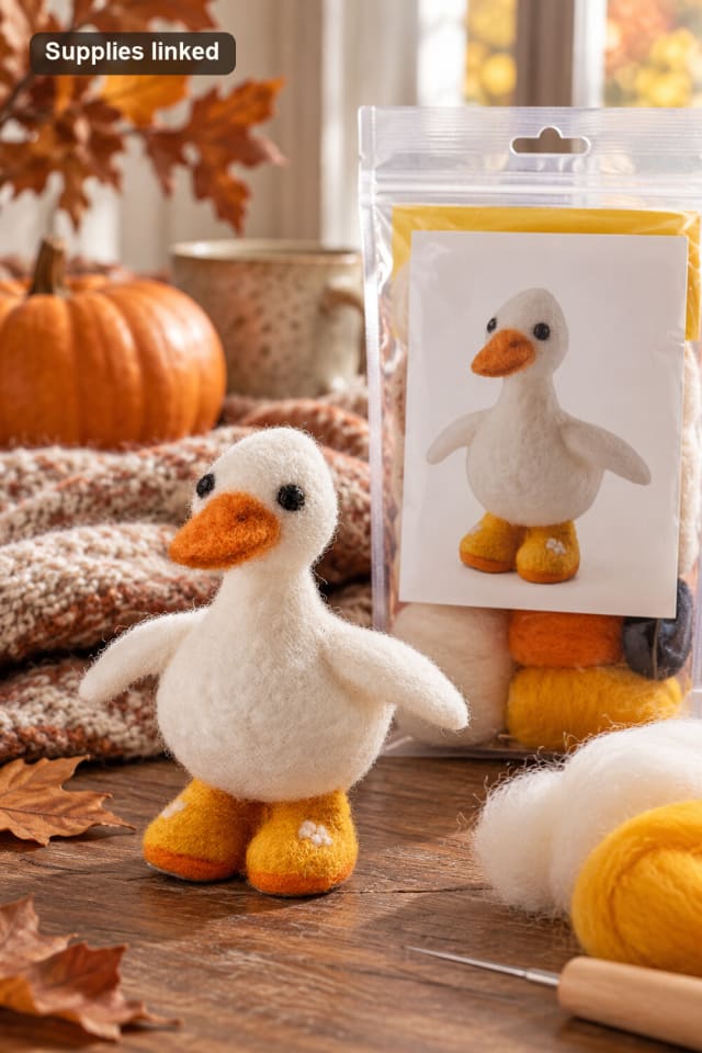 Duck with Rain Boots Needle Felting Kit | Needle-Felted Handmade Decor maker-lifestyle pin