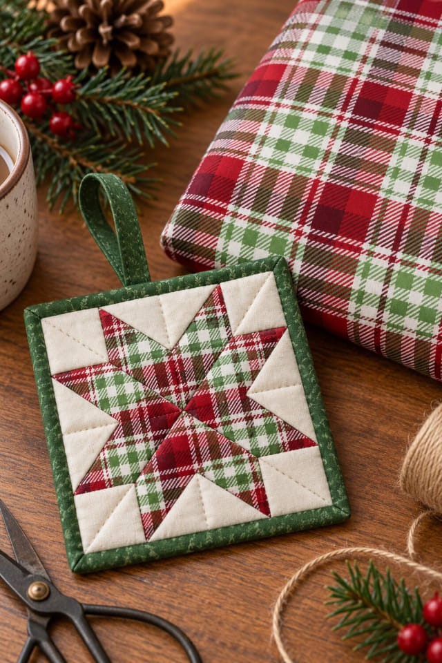 Tartan Pine Cotton Quilting Fabric | Quilting Fabric for Handmade Holiday Sewing maker-lifestyle pin