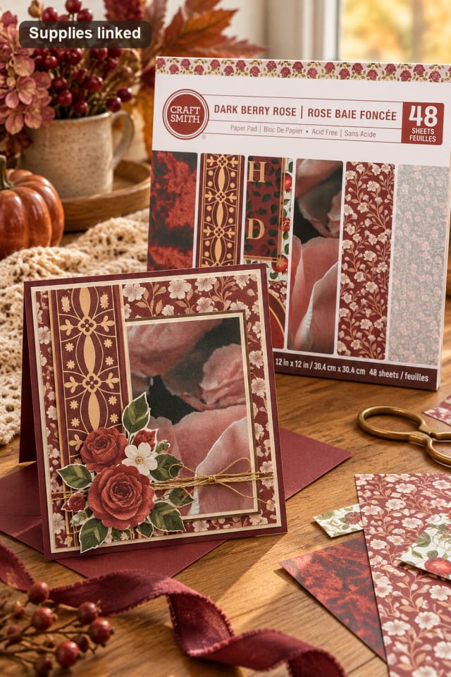 12" x 12" Dark Berry Rose Paper Pad | Paper Craft for Cards and Scrapbooking maker-lifestyle pin
