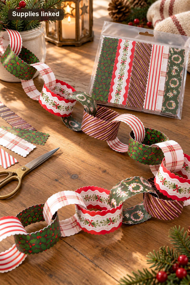 Christmas Bough & Berry Paper Chain Kit | Handmade Holiday Paper Decor maker-lifestyle pin
