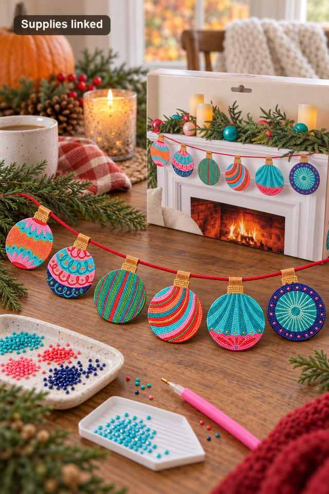 Ornament Diamond Art Garland Kit | Seasonal Diamond Art Project maker-lifestyle pin
