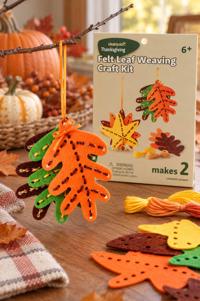Thanksgiving Felt Leaf Weaving Craft Kit | Felt Holiday Craft Project maker-lifestyle pin