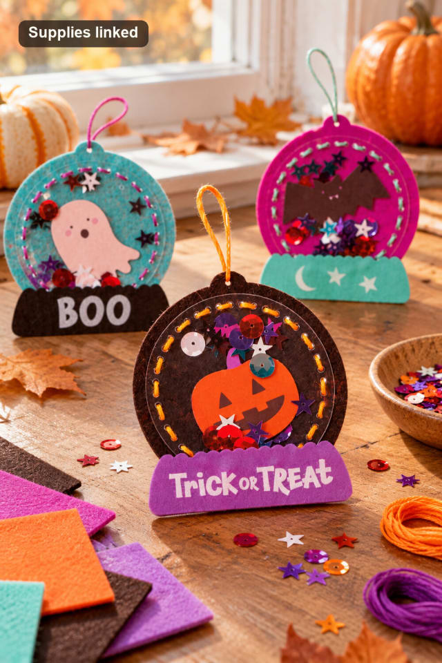 Halloween Felt Shaker Ornament Craft Kit | Felt Holiday Craft Project maker-lifestyle pin