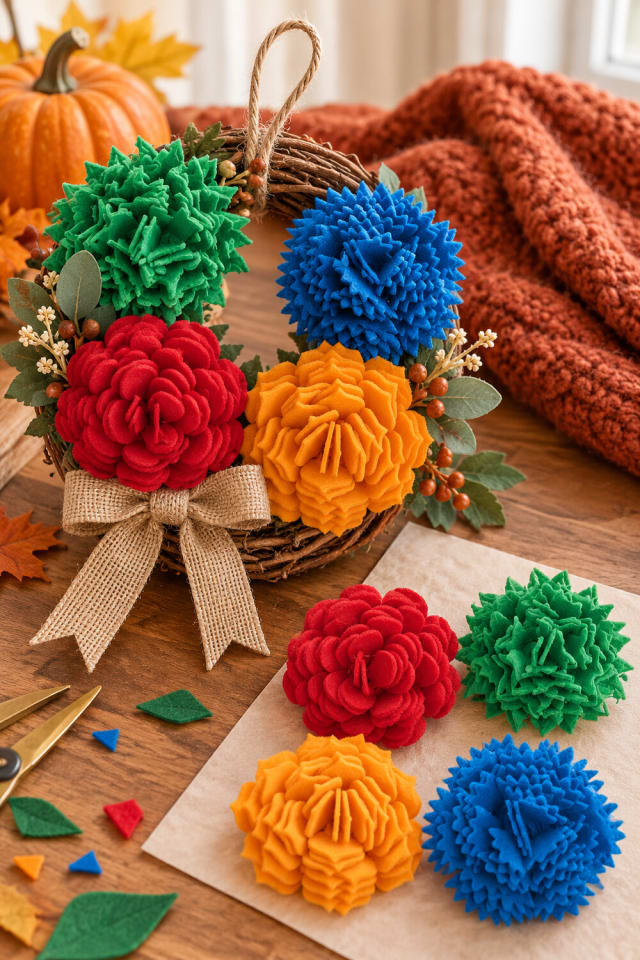 Felt Ribbon Flower Craft Kit | Felt Holiday Craft Project maker-lifestyle pin