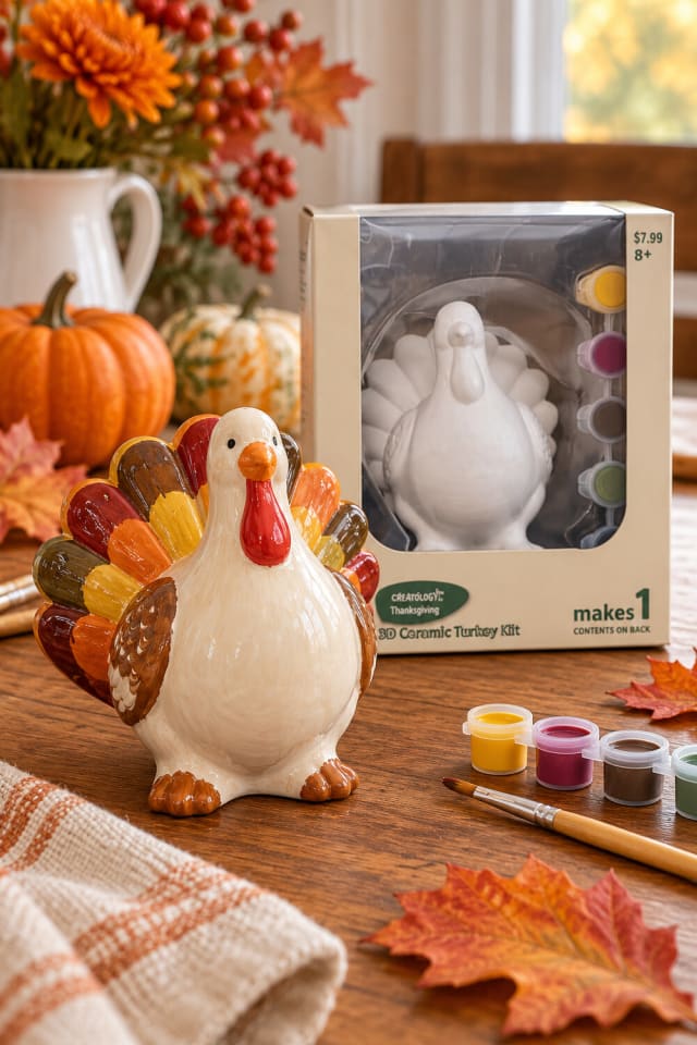 Thanksgiving Ceramic Turkey Craft Kit | Painted Seasonal Decor Project maker-lifestyle pin