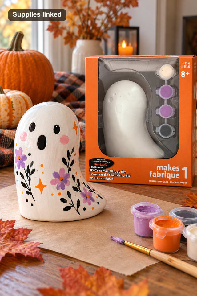 Color Your Own Ceramic Ghost Figure Kit | Painted Seasonal Decor Project maker-lifestyle pin