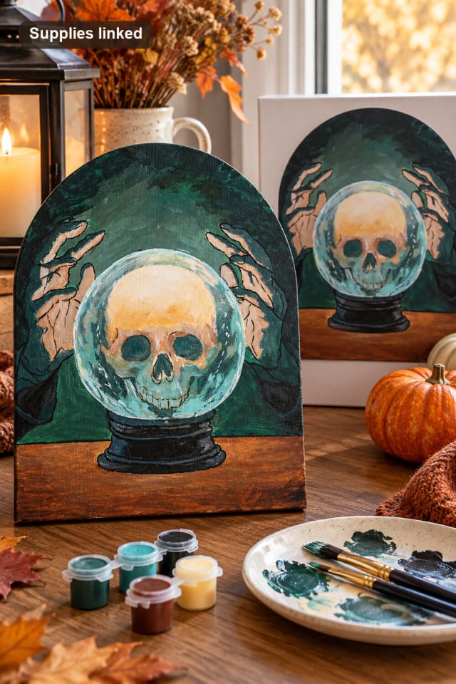 9" x 11" Crystal Ball Arch Canvas Painting Kit | Painted Seasonal Decor Project maker-lifestyle pin
