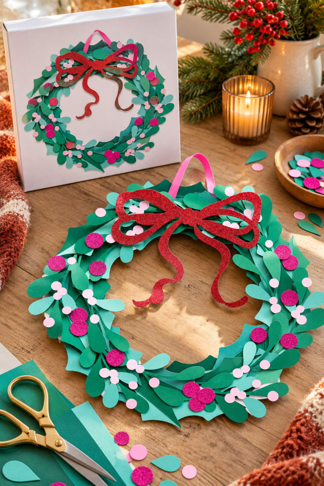 Pink Wreath 3D Paper Kit | Handmade Holiday Paper Decor maker-lifestyle pin