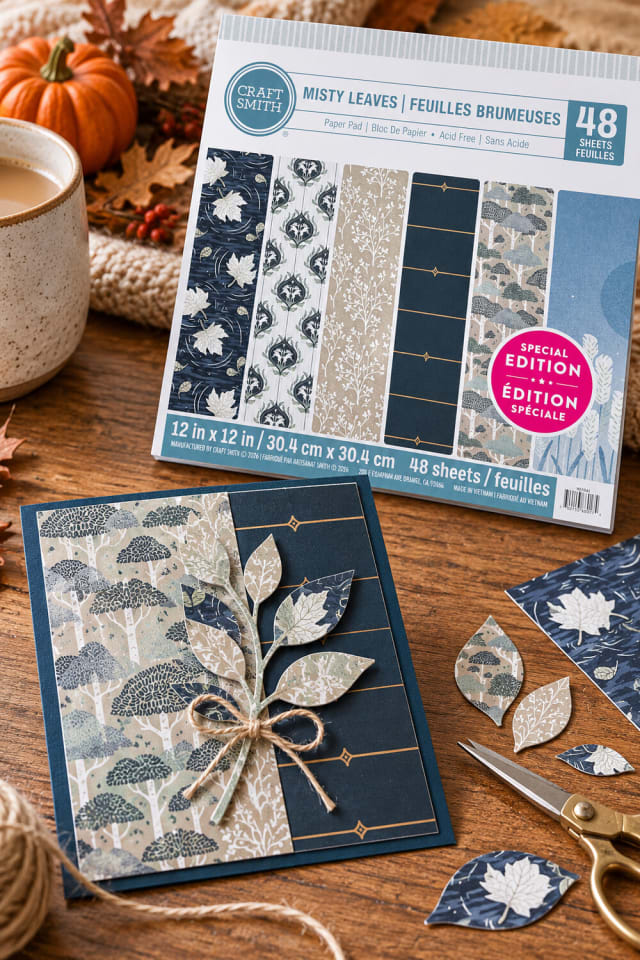 12" x 12" Misty Leaves Paper Pad | Paper Craft for Cards and Scrapbooking maker-lifestyle pin