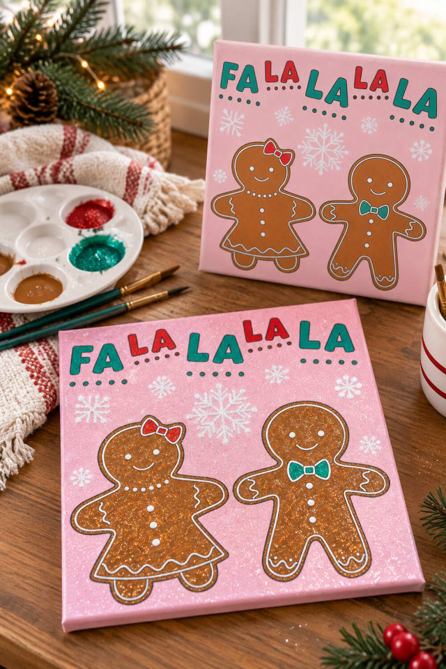 Christmas Glitter Canvas Painting Kit | Painted Seasonal Decor Project maker-lifestyle pin