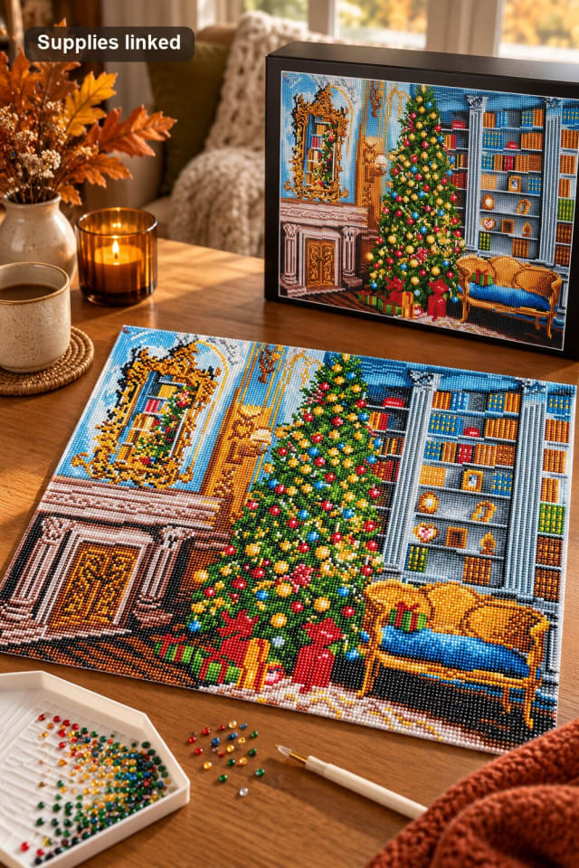 16" x 20" Living Room Diamond Art Kit | Seasonal Diamond Art Project maker-lifestyle pin