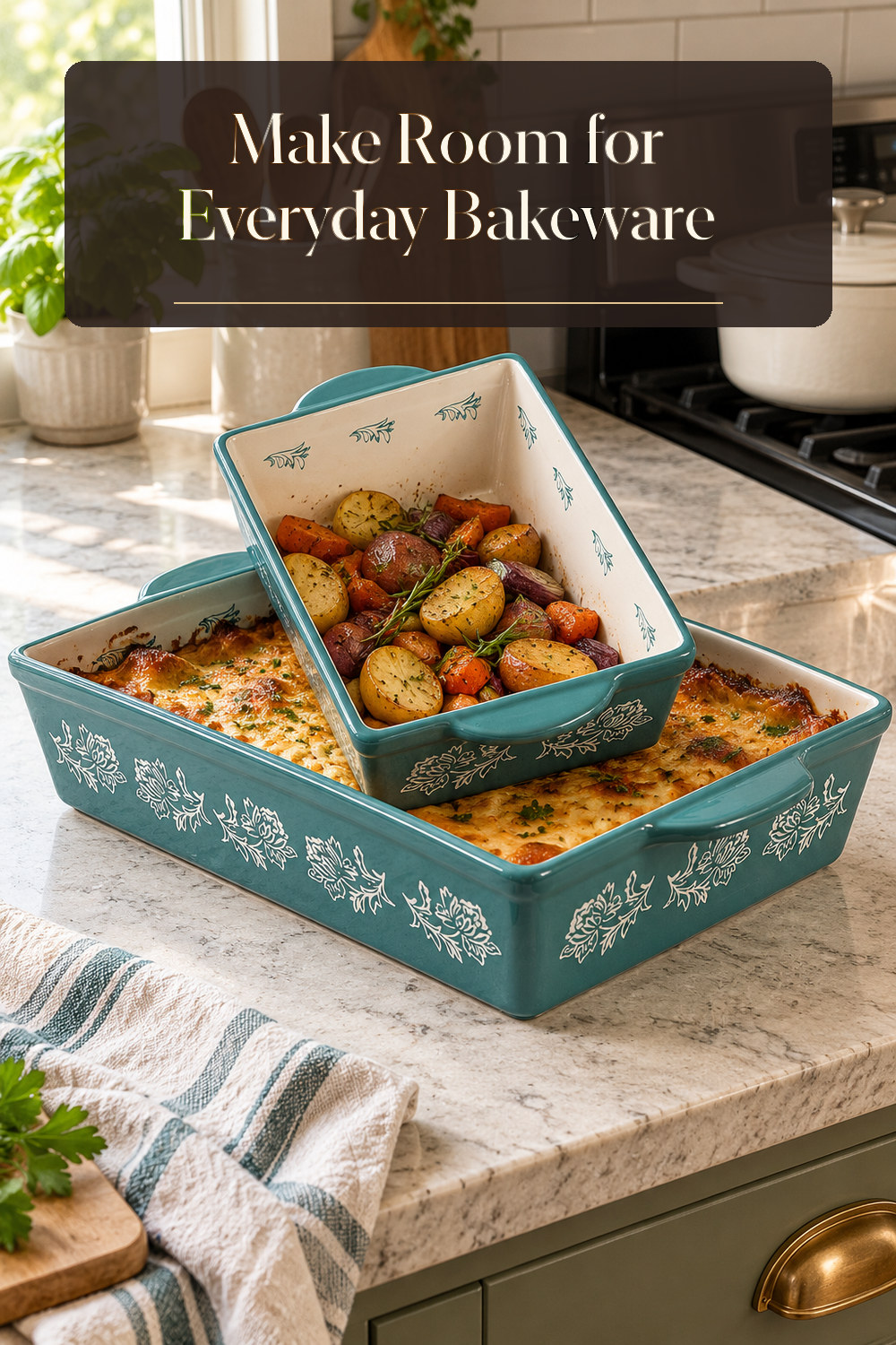 A realistic bakeware used naturally in a softly lit kitchen at home.