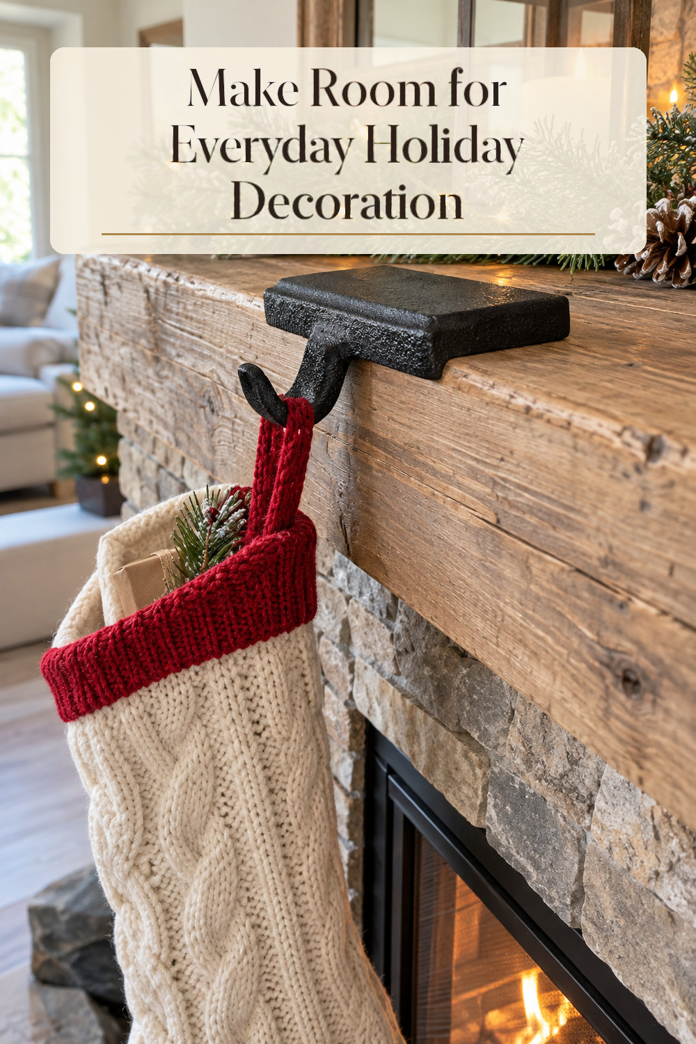 A realistic holiday decoration used naturally in a softly lit living room or entryway at home.