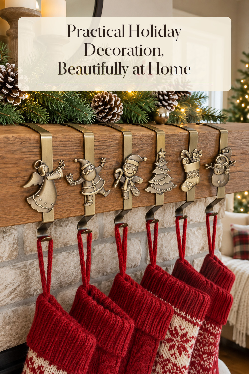 A realistic holiday decoration used naturally in a softly lit living room or entryway at home.