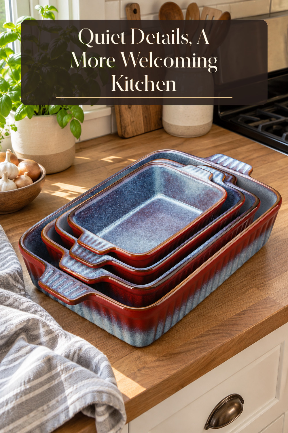 A realistic bakeware used naturally in a softly lit kitchen at home.