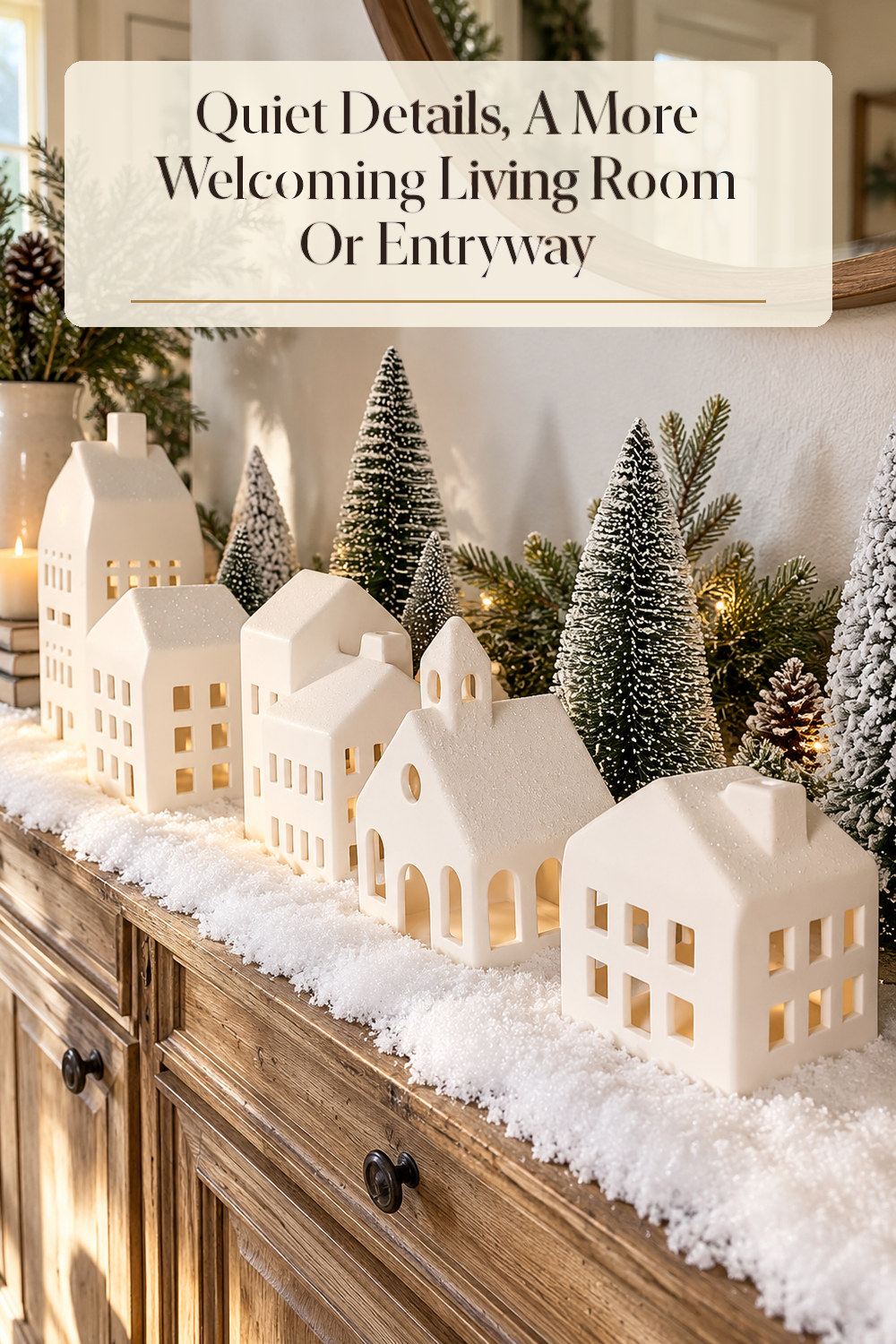 A realistic holiday decoration used naturally in a softly lit living room or entryway at home.
