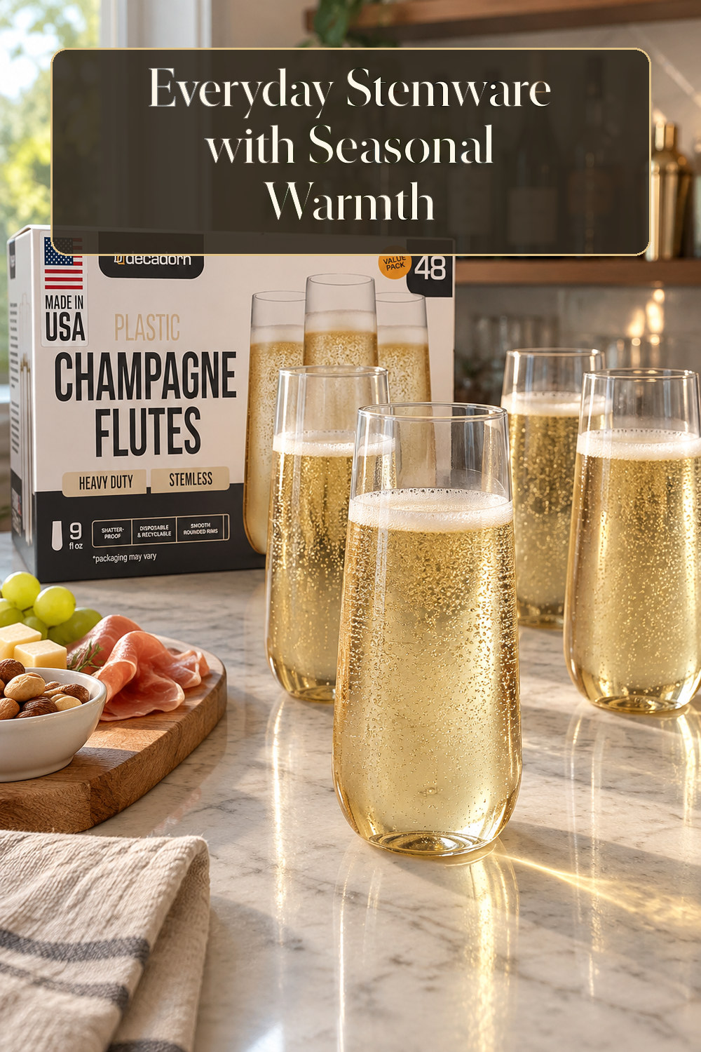 A realistic stemware used naturally in a softly lit home bar at home.