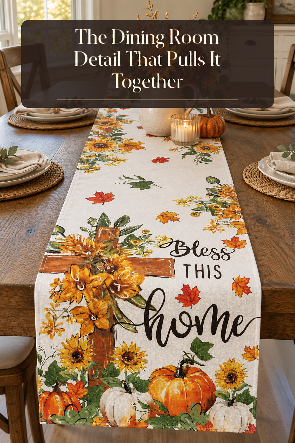 A realistic table linen used naturally in a softly lit dining room at home.